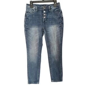 Flamingo High Waisted Button Fly Skinny Jeans Blue Size Small